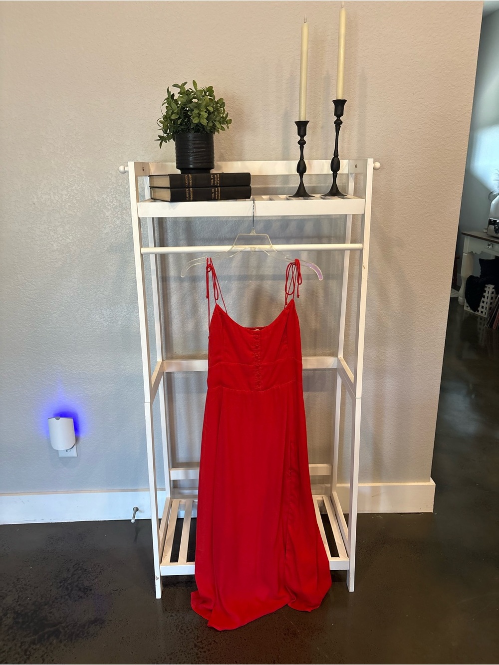 Abercrombie & Fitch Red Midi Slip Dress with Tie Straps